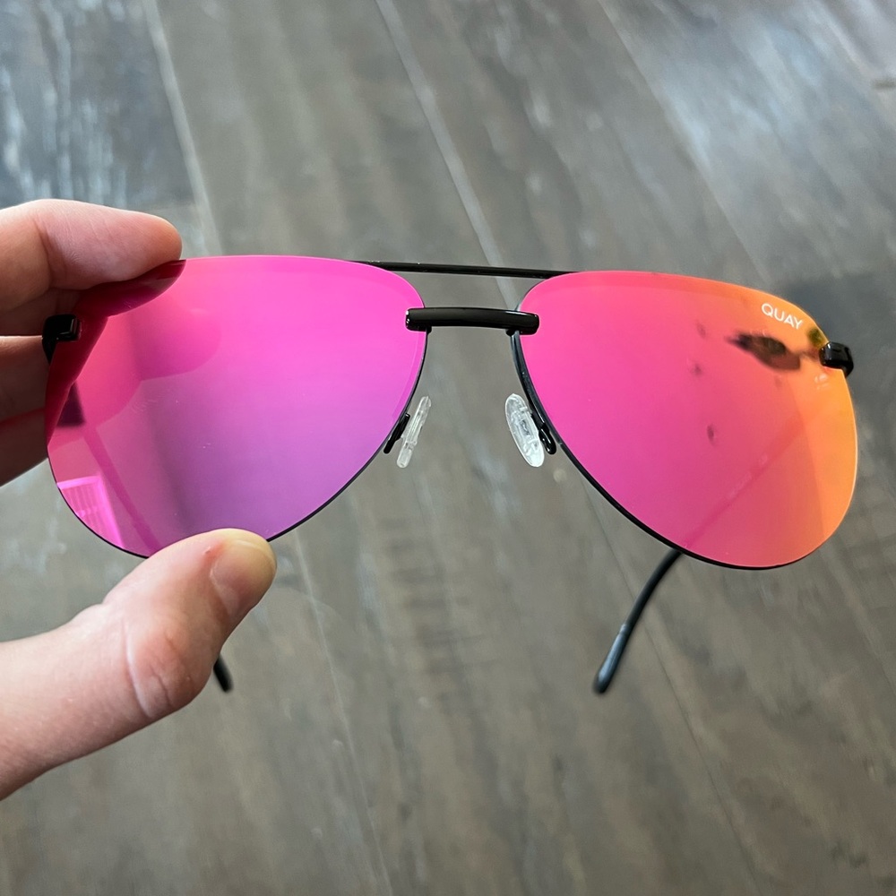 Quay Pink Aviator Sunglasses